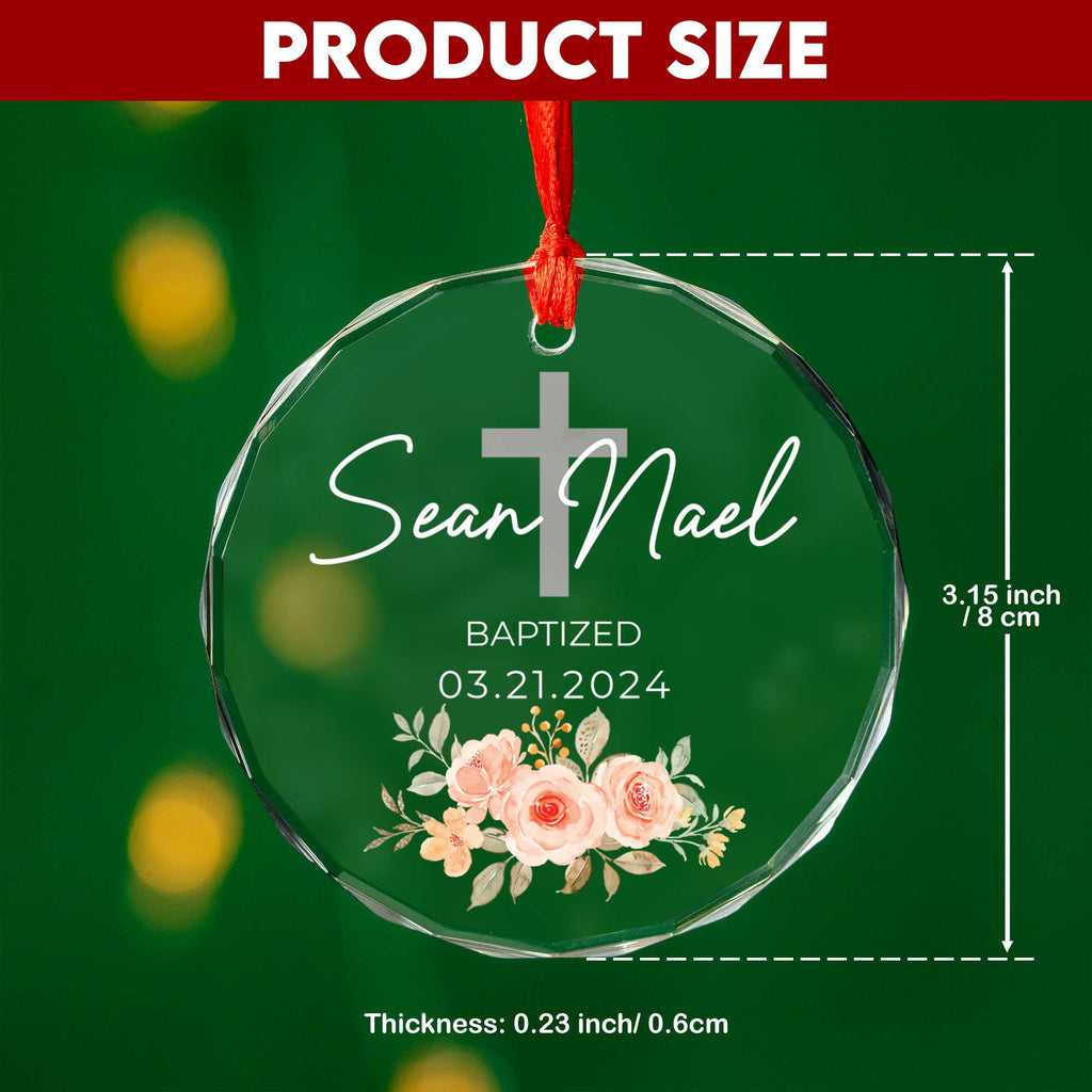 Personalized Baptism Glass Christmas Ornament, Baptized Baby Gift - image 4