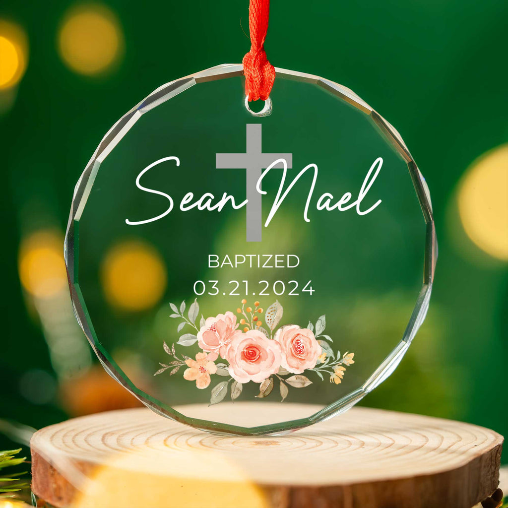 Personalized Baptism Glass Christmas Ornament, Baptized Baby Gift - image 6
