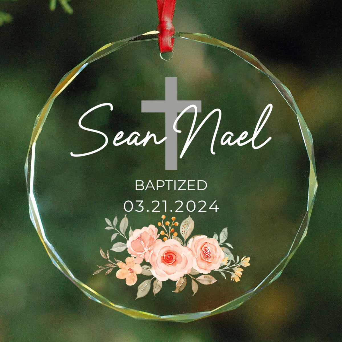 Personalized Baptism Glass Christmas Ornament, Baptized Baby Gift