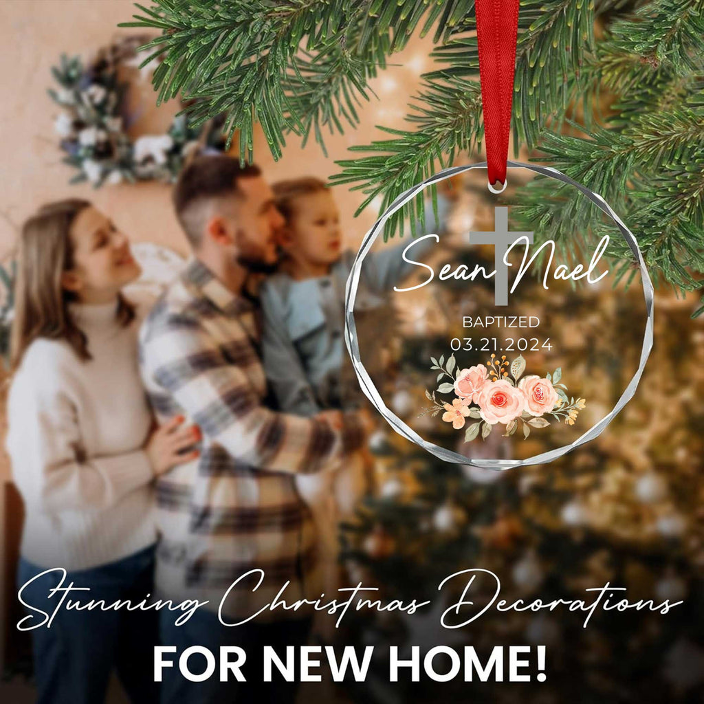Personalized Baptism Glass Christmas Ornament, Baptized Baby Gift - image 7