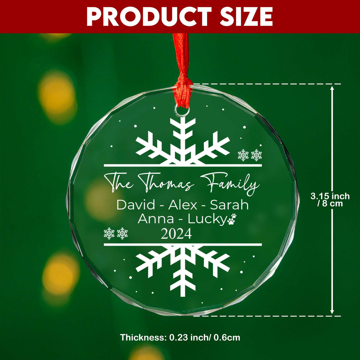 Personalized Snowflake Family Members Names Glass Christmas Ornament, Christmas Gift - image 4