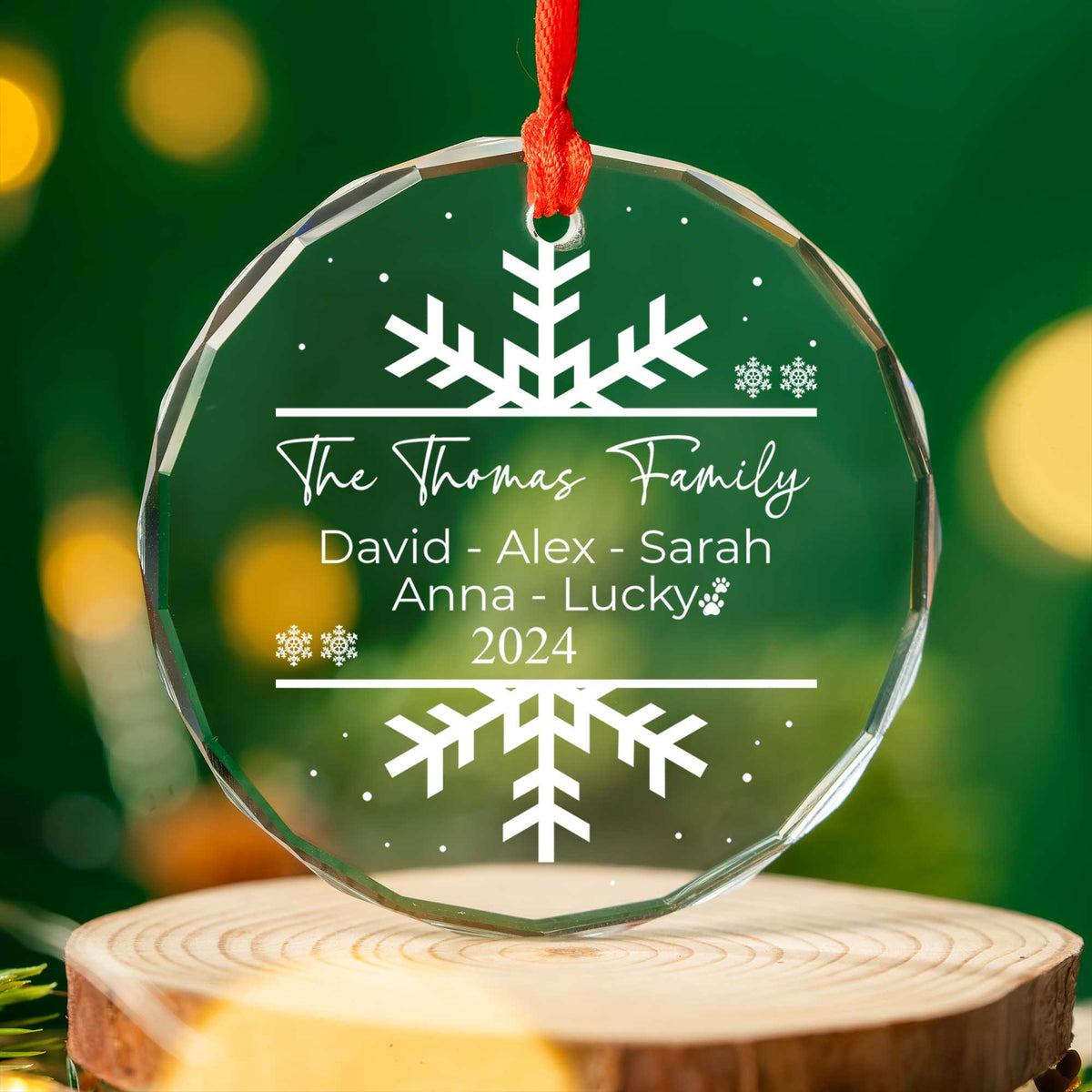 Personalized Snowflake Family Members Names Glass Christmas Ornament, Christmas Gift - image 5