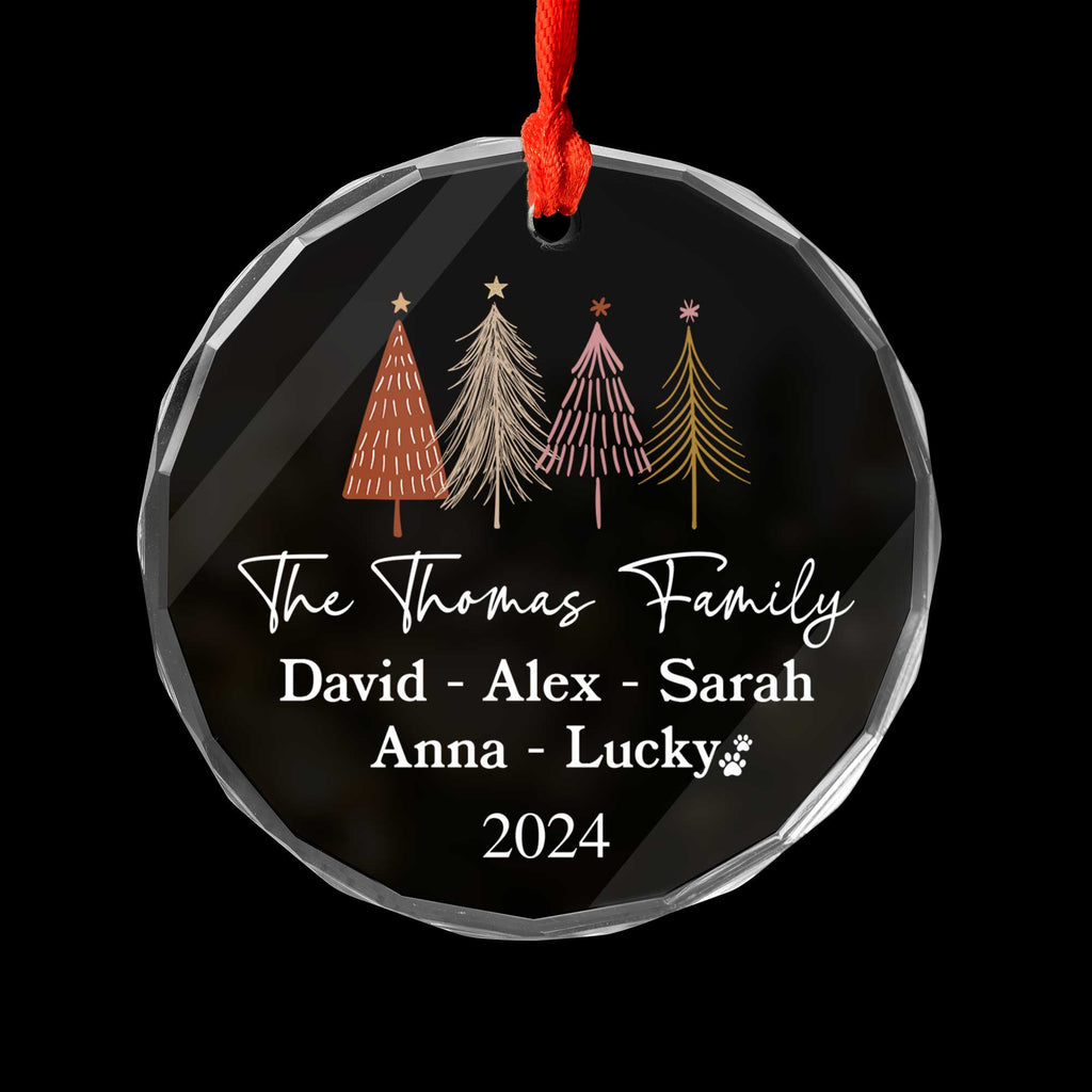 Personalized Family Names Glass Christmas Ornament with Pet Name, Christmas Family Gift - image 4