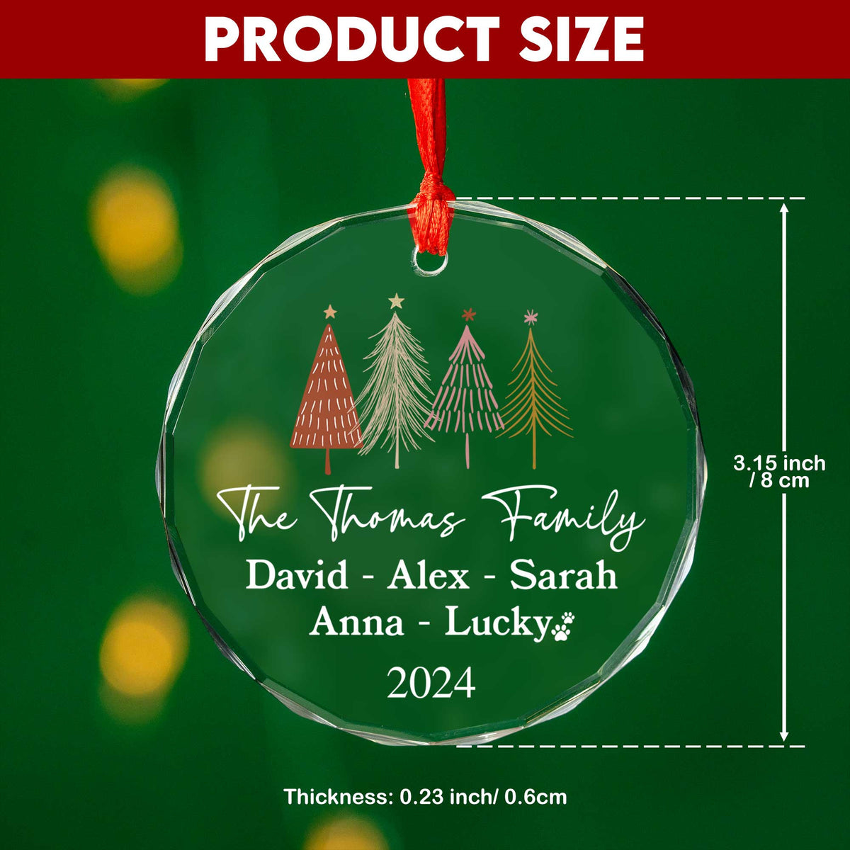 Personalized Family Names Glass Christmas Ornament with Pet Name, Christmas Family Gift - image 5