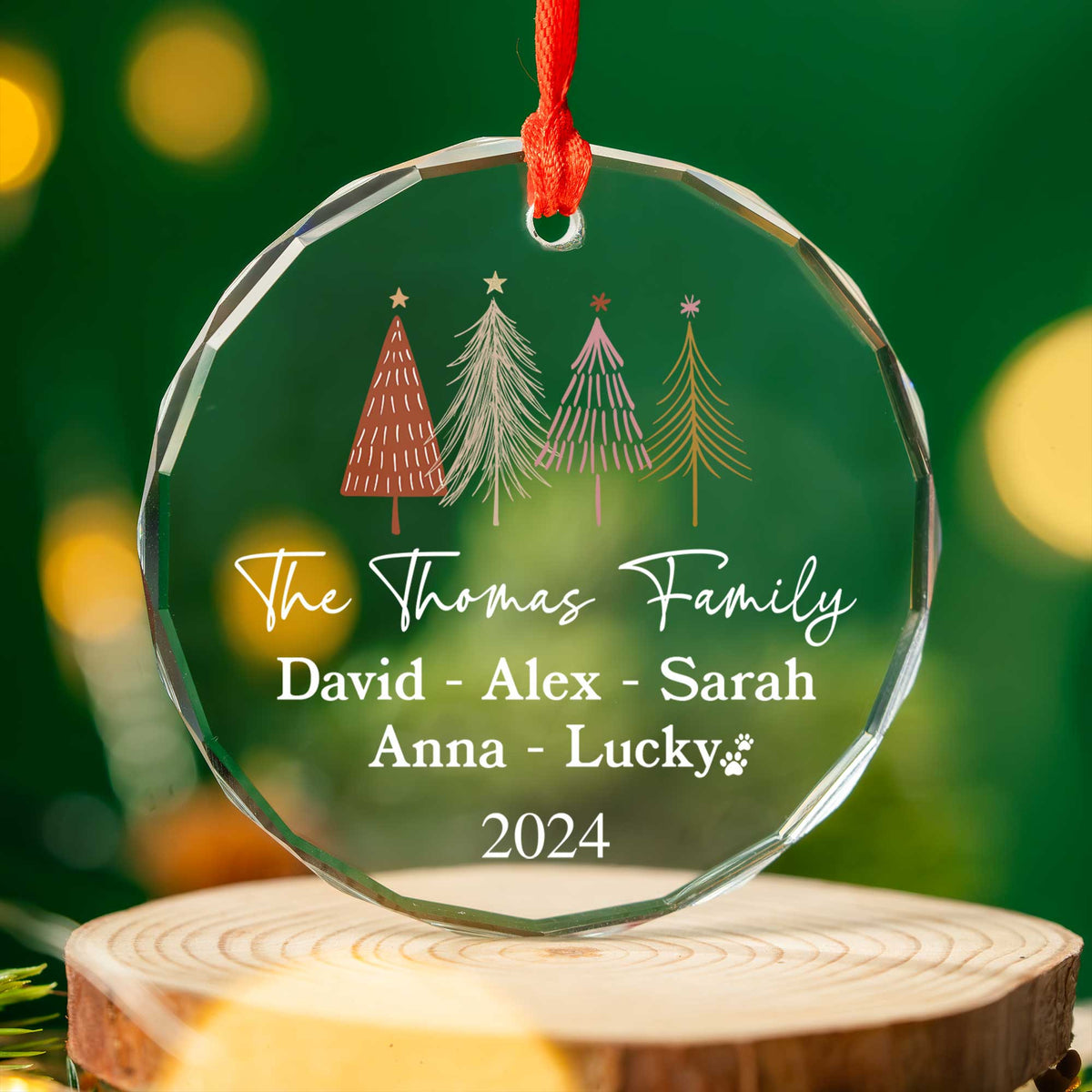 Personalized Family Names Glass Christmas Ornament with Pet Name, Christmas Family Gift - image 6