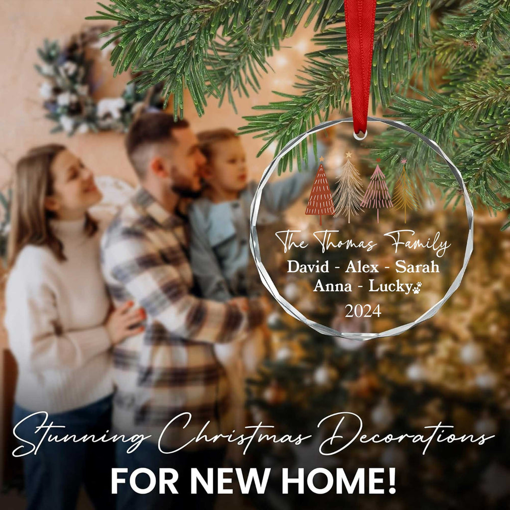 Personalized Family Names Glass Christmas Ornament with Pet Name, Christmas Family Gift - image 7