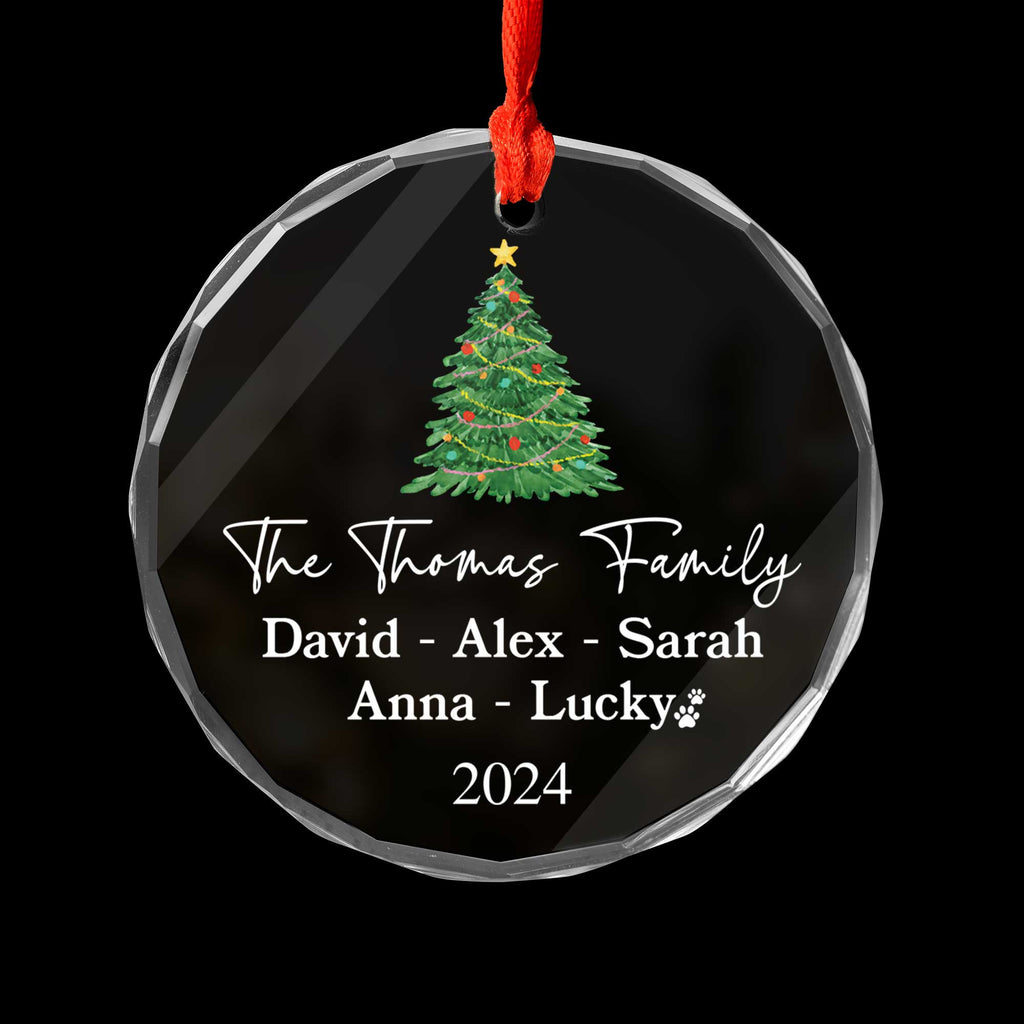 Personalized Family Glass Christmas Ornament with Dog Name, Dog Lover Family Gift - image 3
