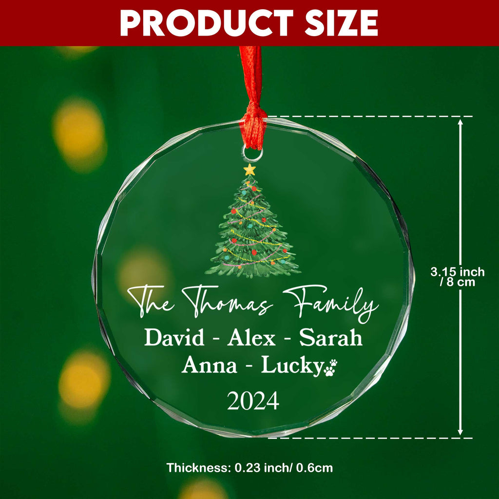 Personalized Family Glass Christmas Ornament with Dog Name, Dog Lover Family Gift - image 5