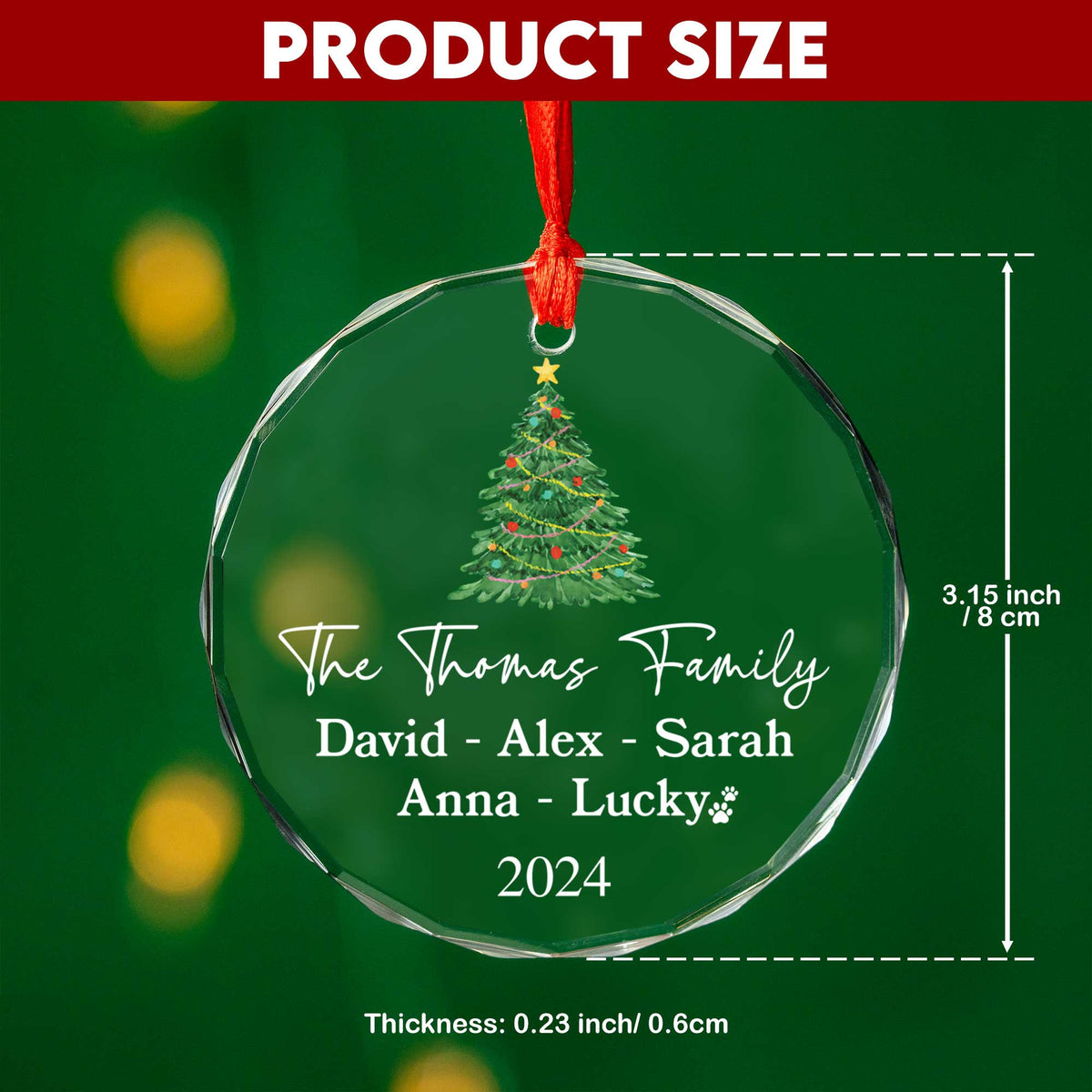Personalized Family Glass Christmas Ornament with Dog Name, Dog Lover Family Gift - image 5