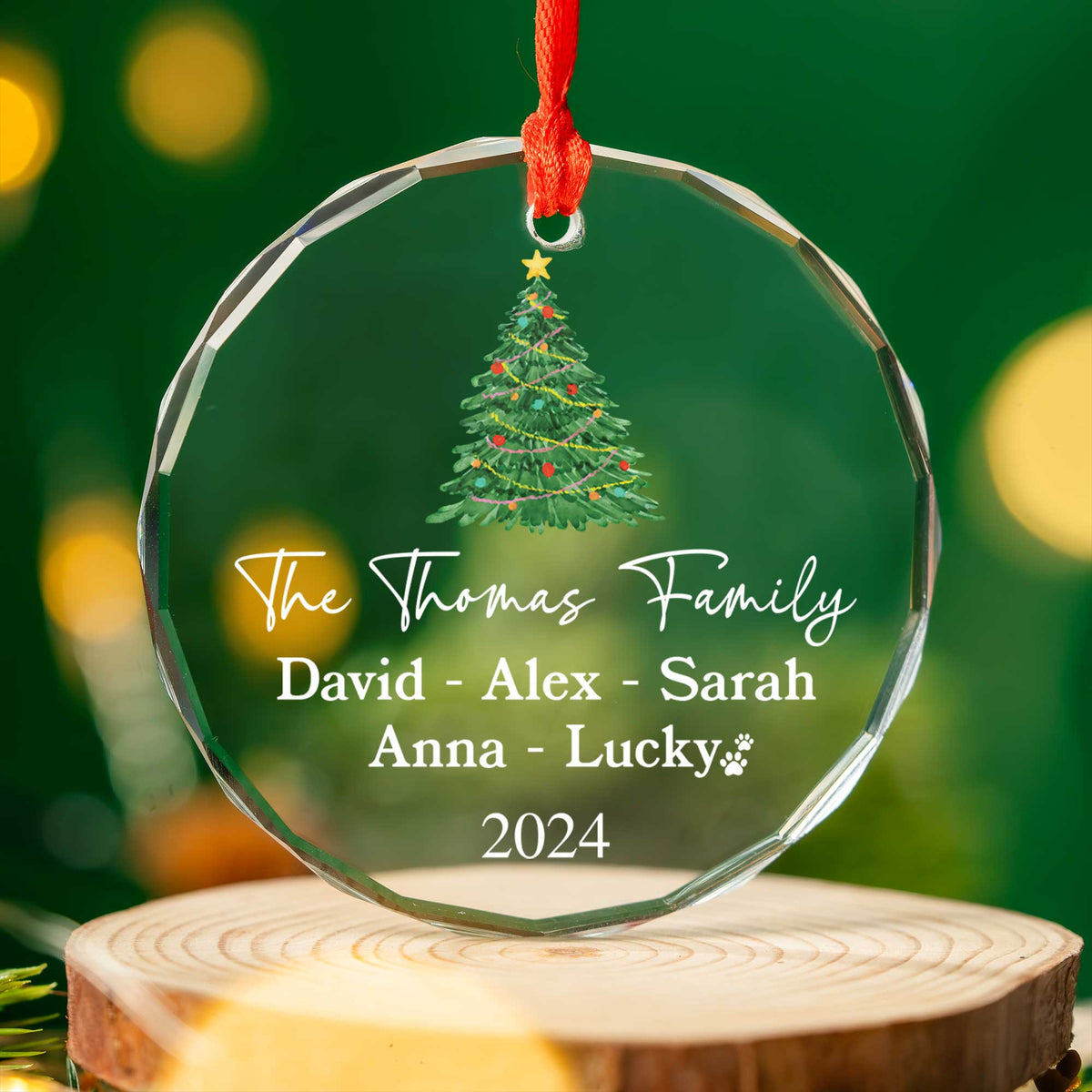 Personalized Family Glass Christmas Ornament with Dog Name, Dog Lover Family Gift - image 6