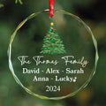 Personalized Family Glass Christmas Ornament with Dog Name, Dog Lover Family Gift