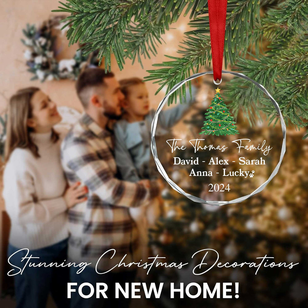 Personalized Family Glass Christmas Ornament with Dog Name, Dog Lover Family Gift - image 7