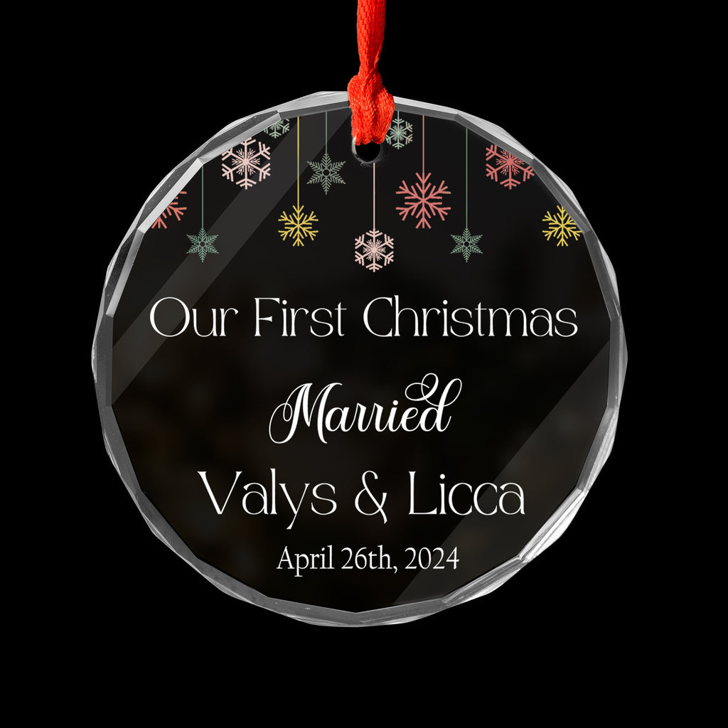 Personalized Our First Christmas Married Glass Ornament 2026, Newlywed Keepsake - image 2