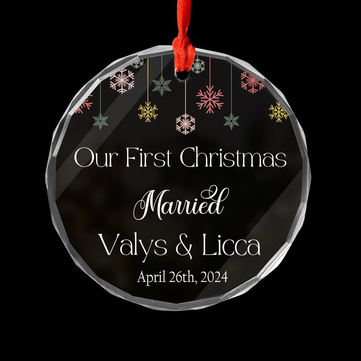 Personalized Our First Christmas Married Glass Ornament 2026, Newlywed Keepsake - image 2