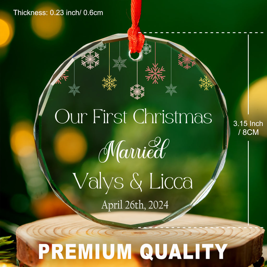 Personalized Our First Christmas Married Glass Ornament 2026, Newlywed Keepsake - image 5