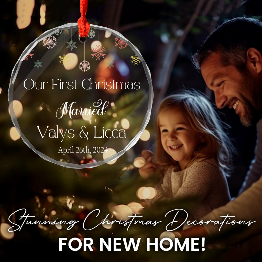 Personalized Our First Christmas Married Glass Ornament 2026, Newlywed Keepsake - image 6