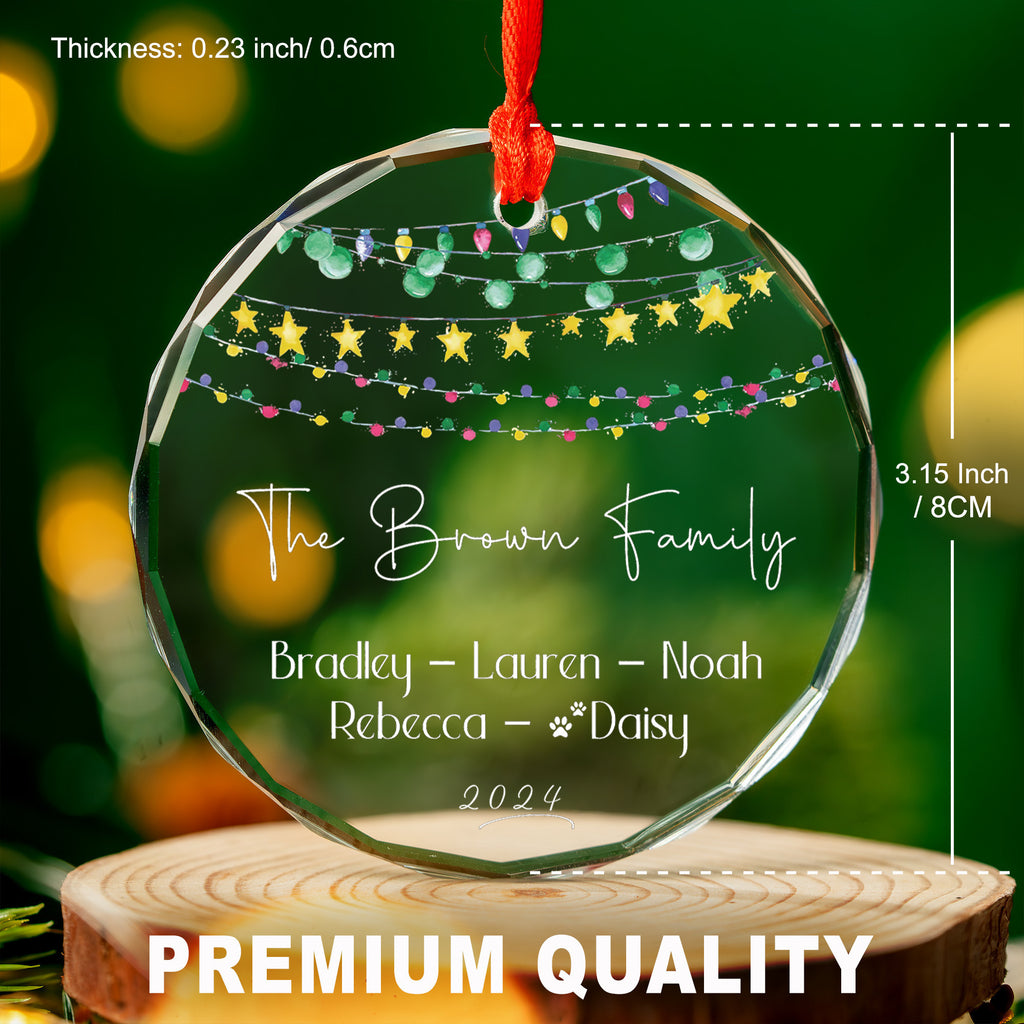 Personalized Family Glass Christmas Ornament with Pet Name, Xmas Family Gift - image 3