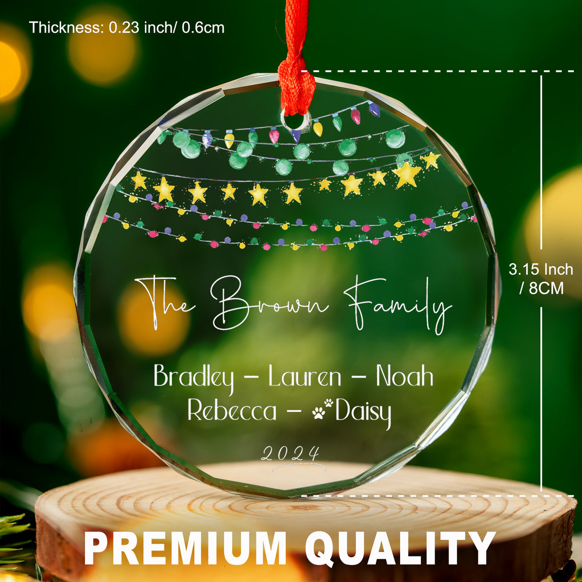 Personalized Family Glass Christmas Ornament with Pet Name, Xmas Family Gift - image 3