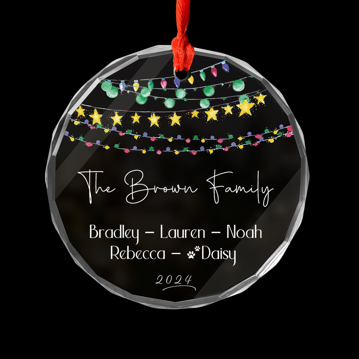 Personalized Family Glass Christmas Ornament with Pet Name, Xmas Family Gift - image 6