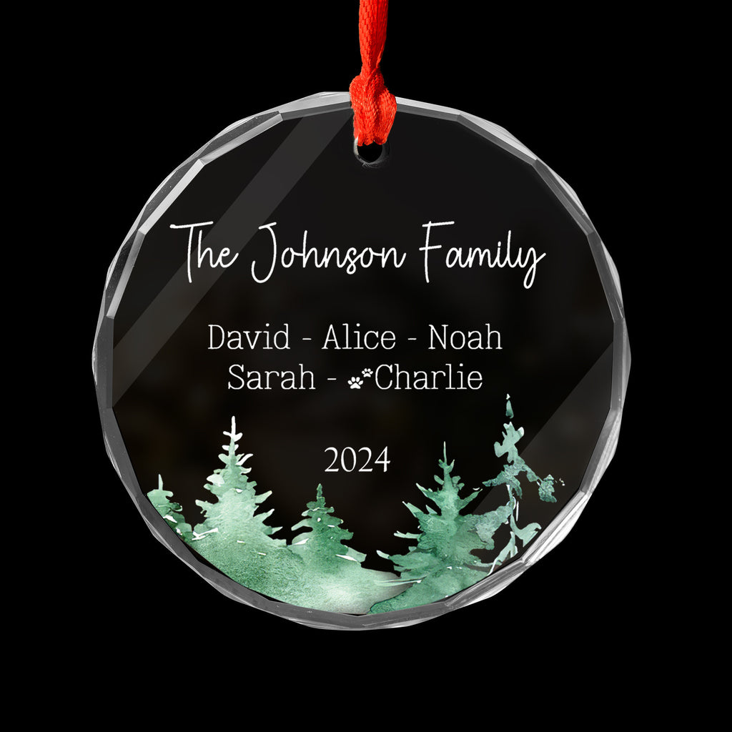 Personalized Dog Paw Print Family Glass Christmas Ornament with Dog Name, Christmas Gift - image 3
