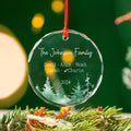 Personalized Dog Paw Print Family Glass Christmas Ornament with Dog Name, Christmas Gift