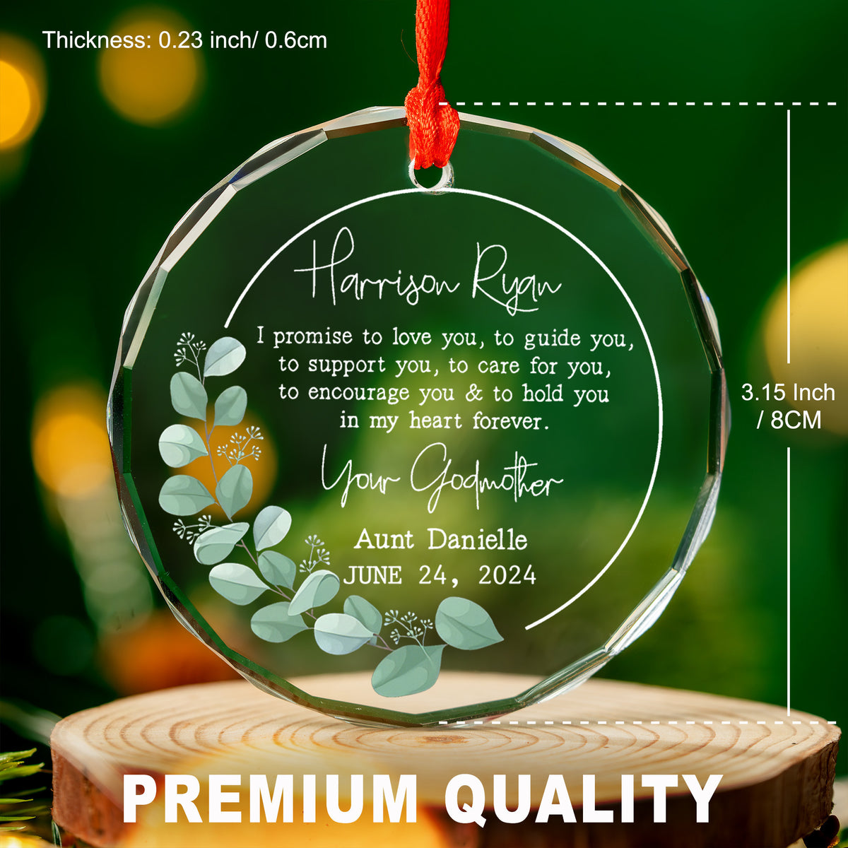 Personalized Baby Baptism Glass Christmas Ornament, Baptism Gift from Godparents - image 3