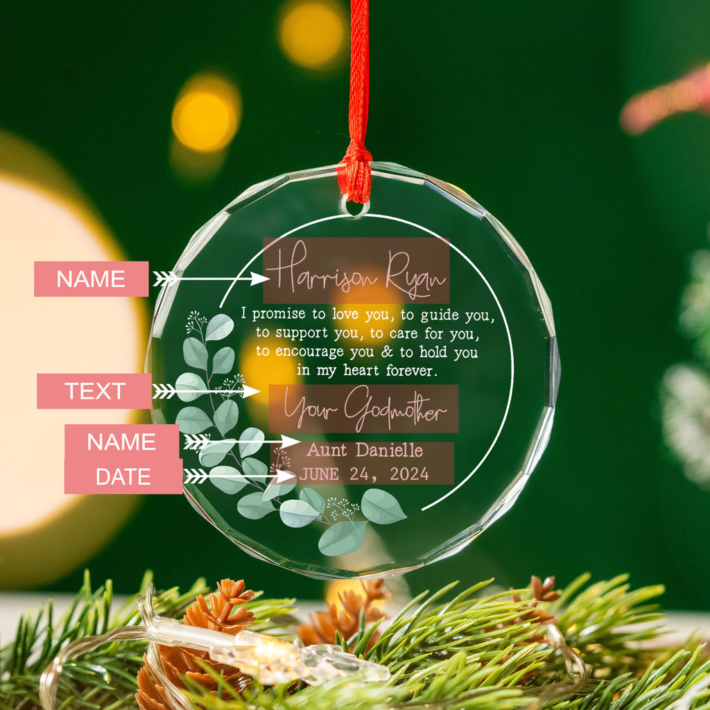 Personalized Baby Baptism Glass Christmas Ornament, Baptism Gift from Godparents - image 4