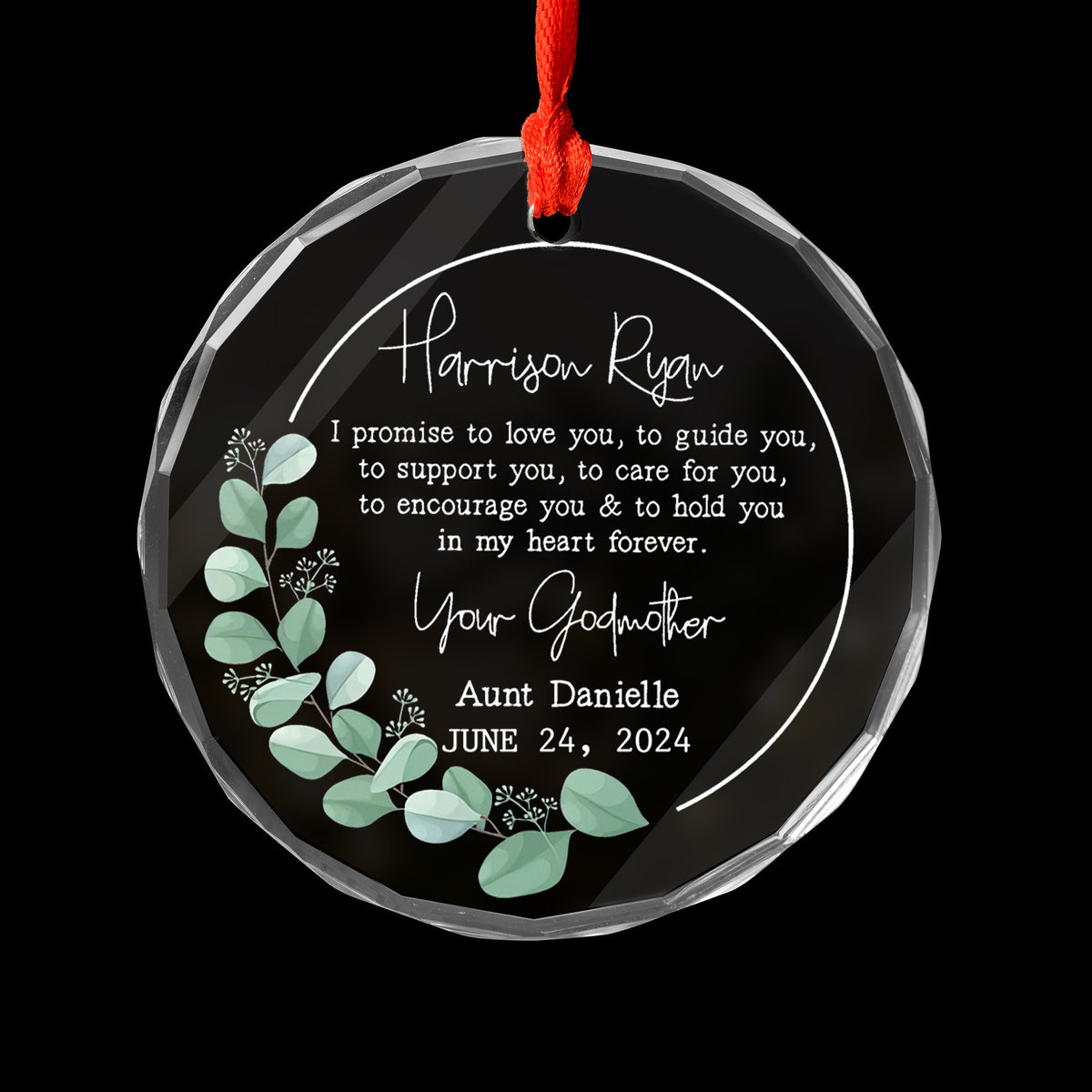 Personalized Baby Baptism Glass Christmas Ornament, Baptism Gift from Godparents - image 6