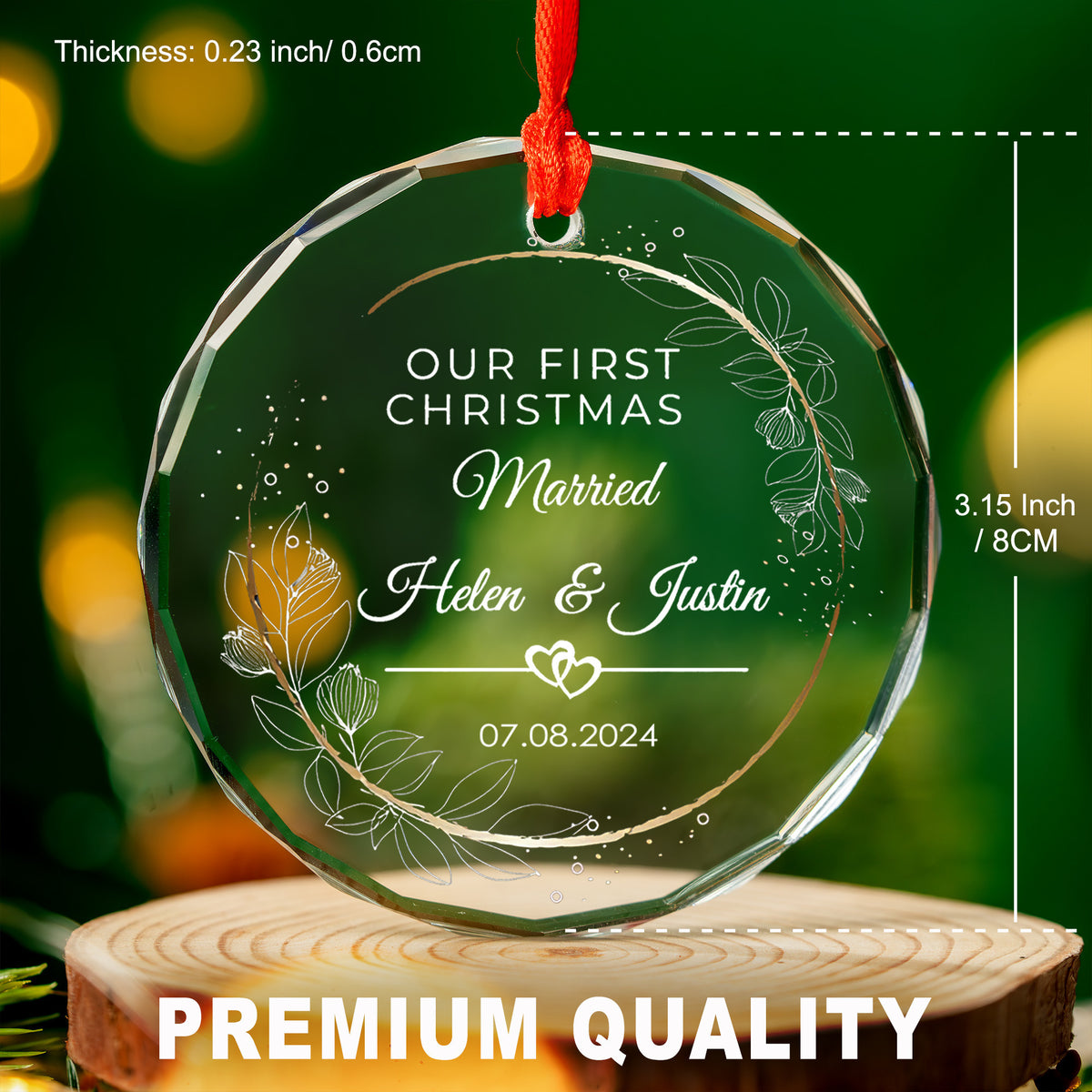 Personalized First Christmas as Engaged Glass Ornament, Anniversary or Engagement Gift - image 3