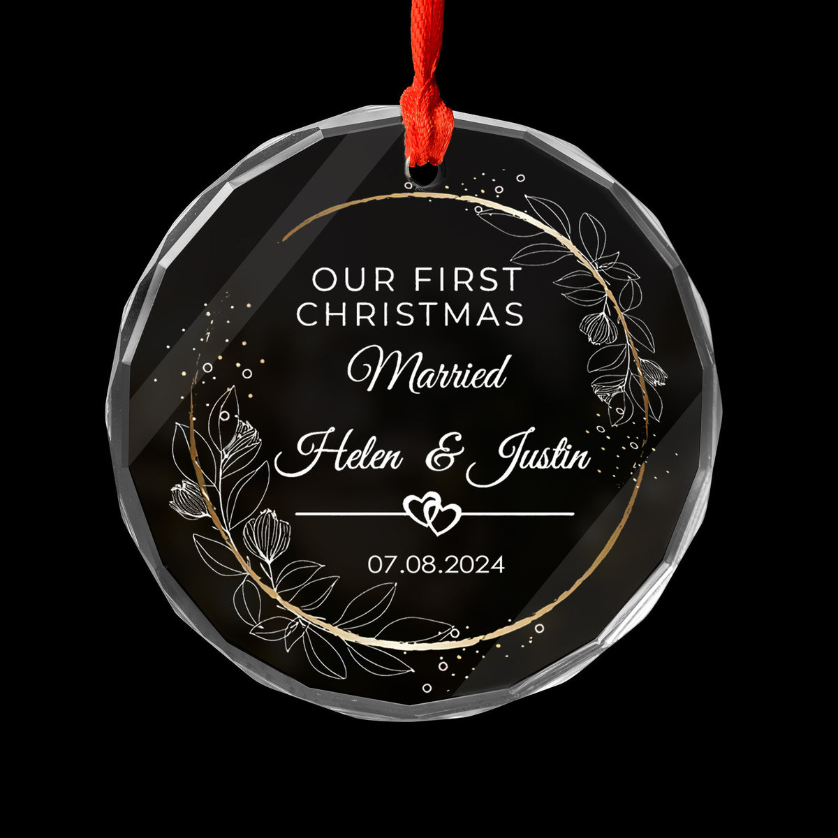 Personalized First Christmas as Engaged Glass Ornament, Anniversary or Engagement Gift - image 5