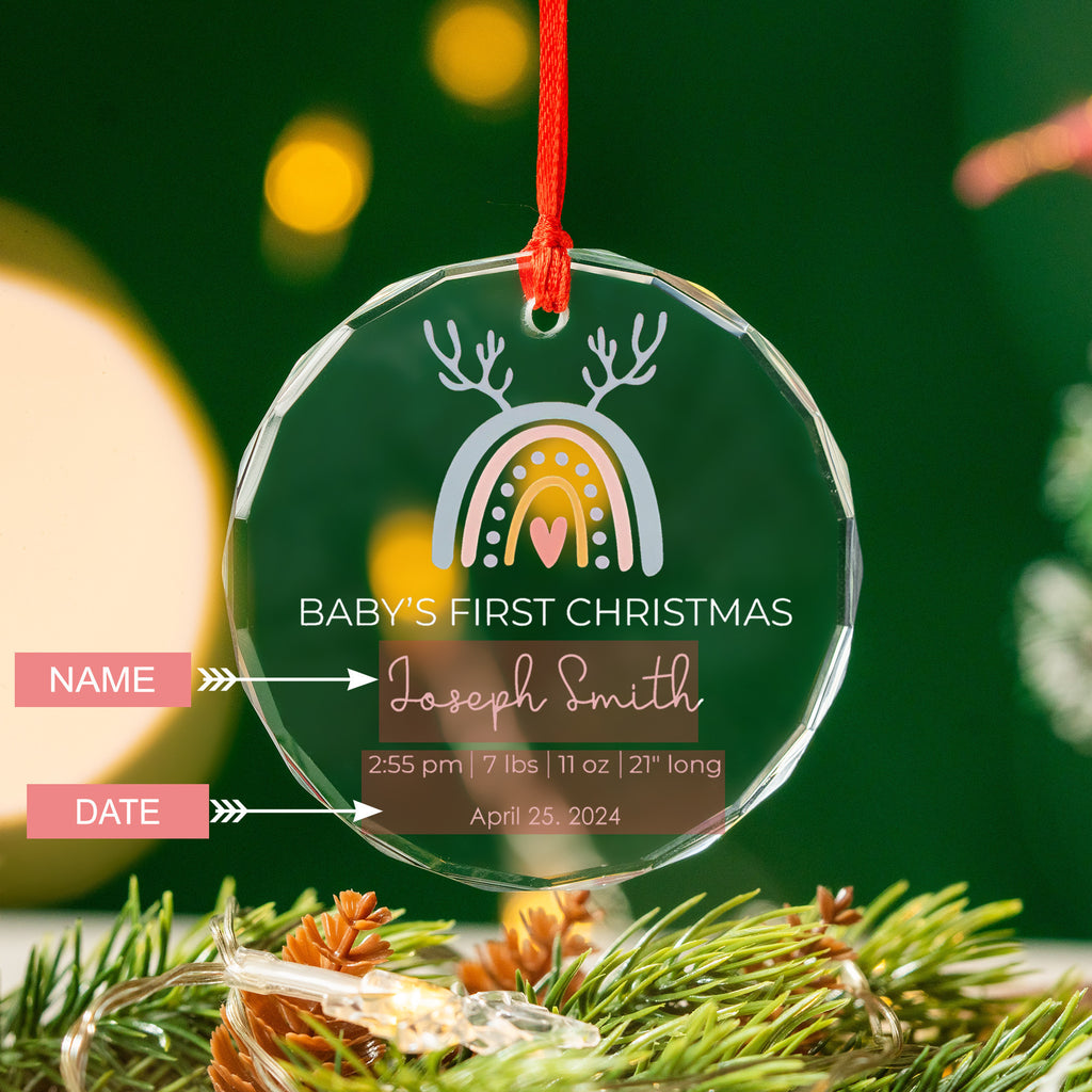 Personalized Baby's First Christmas Glass Ornament, New Baby Gift - image 4