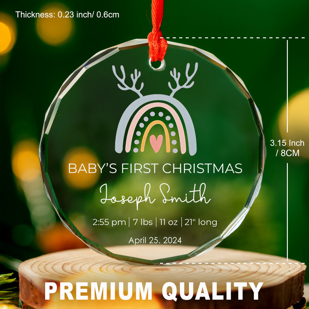 Personalized Baby's First Christmas Glass Ornament, New Baby Gift - image 5