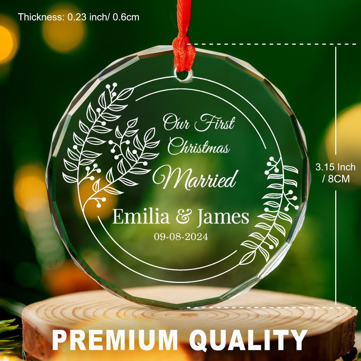 Personalized Engagement Glass Christmas Ornament, First Christmas as Engaged Gift - image 4