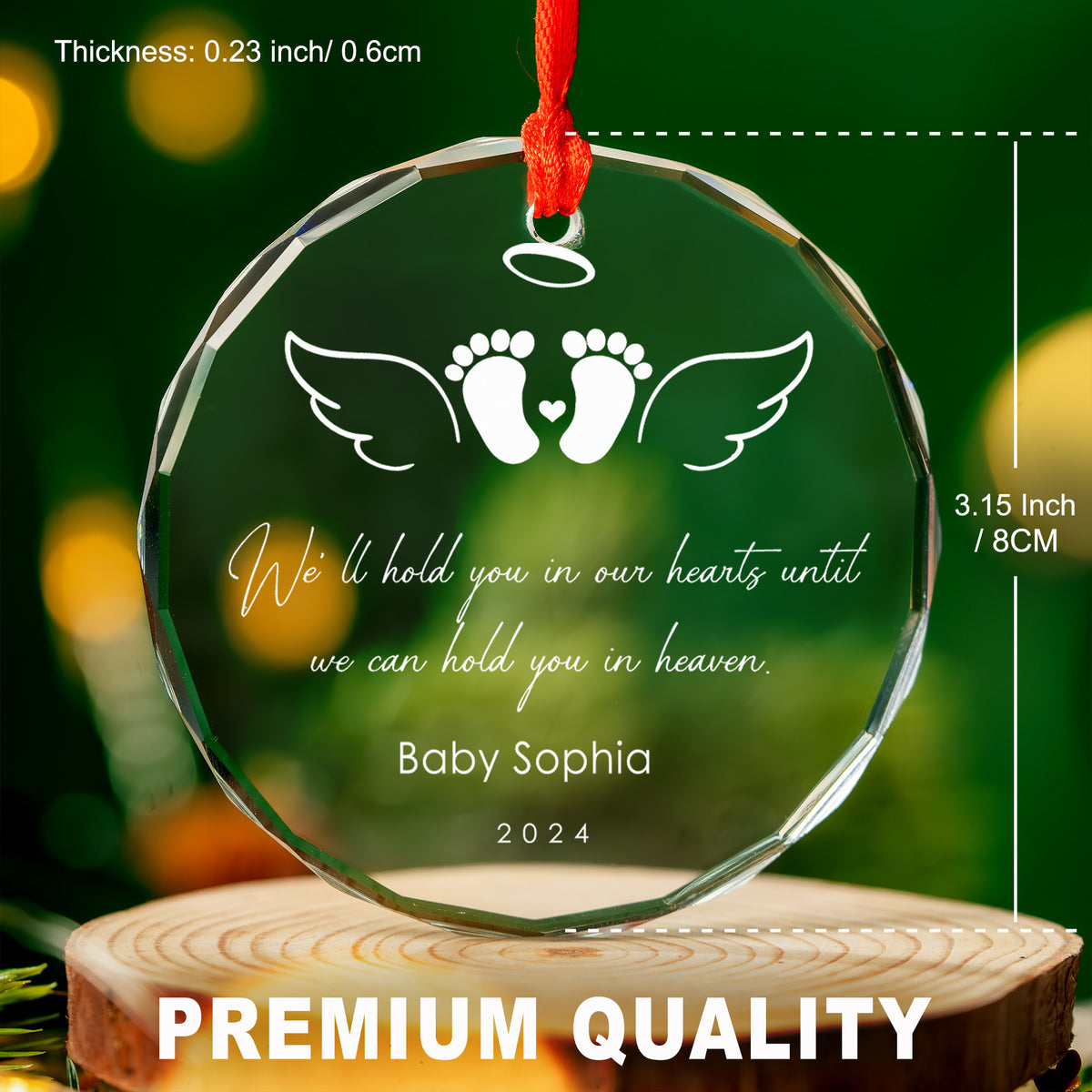 Personalized Loss of Baby Glass Christmas Ornament, Stillbirth Memorial Keepsake - image 3