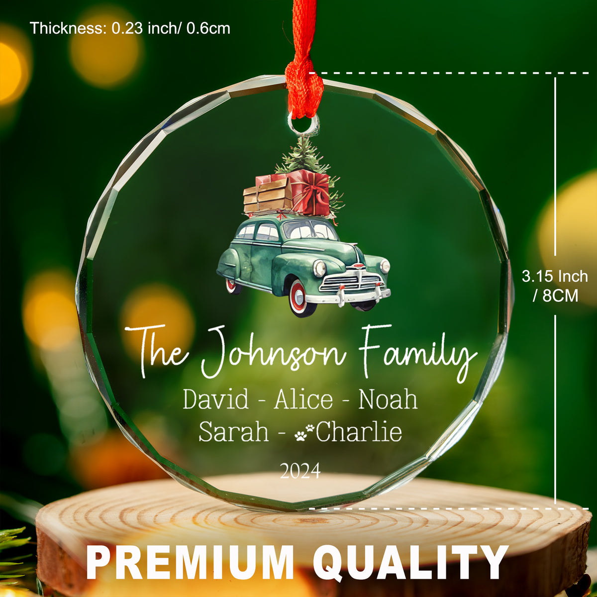 Personalized Family Glass Christmas Ornament with Dog Name 2026, Dog Family Gift - image 3