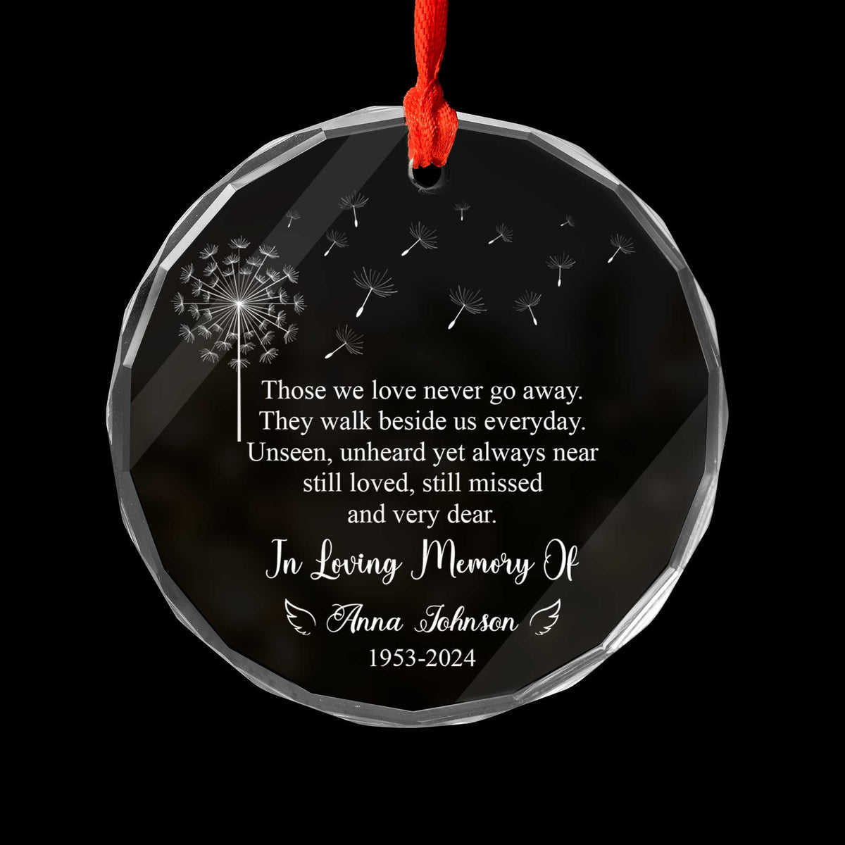 Personalized Dandelion Memorial Glass Christmas Ornament, Remembrance Gift - image 6