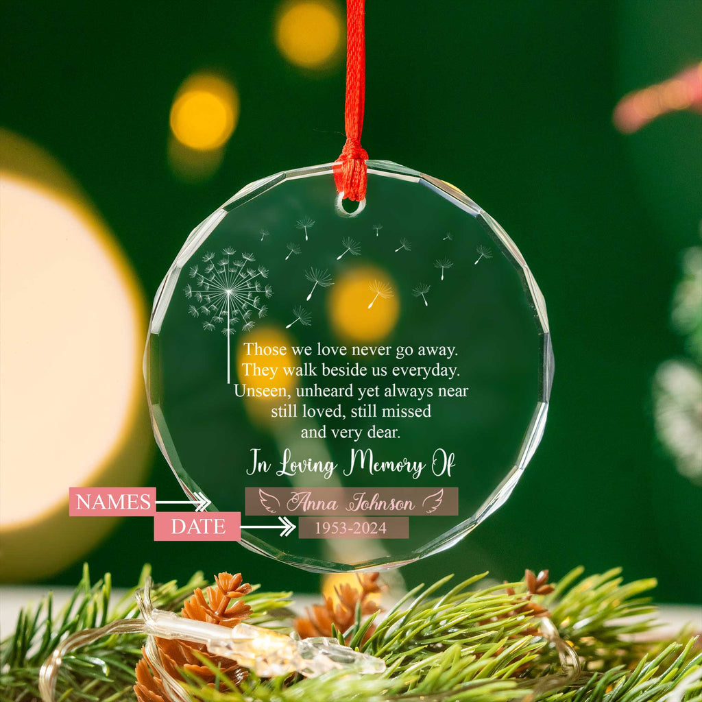 Personalized Dandelion Memorial Glass Christmas Ornament, Remembrance Gift - image 2