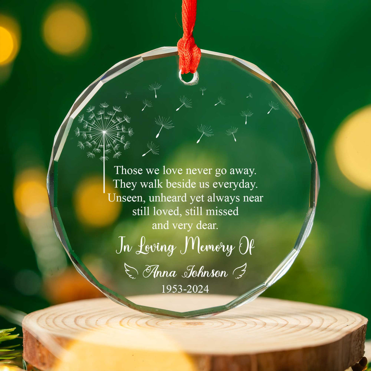 Personalized Dandelion Memorial Glass Christmas Ornament, Remembrance Gift - image 5