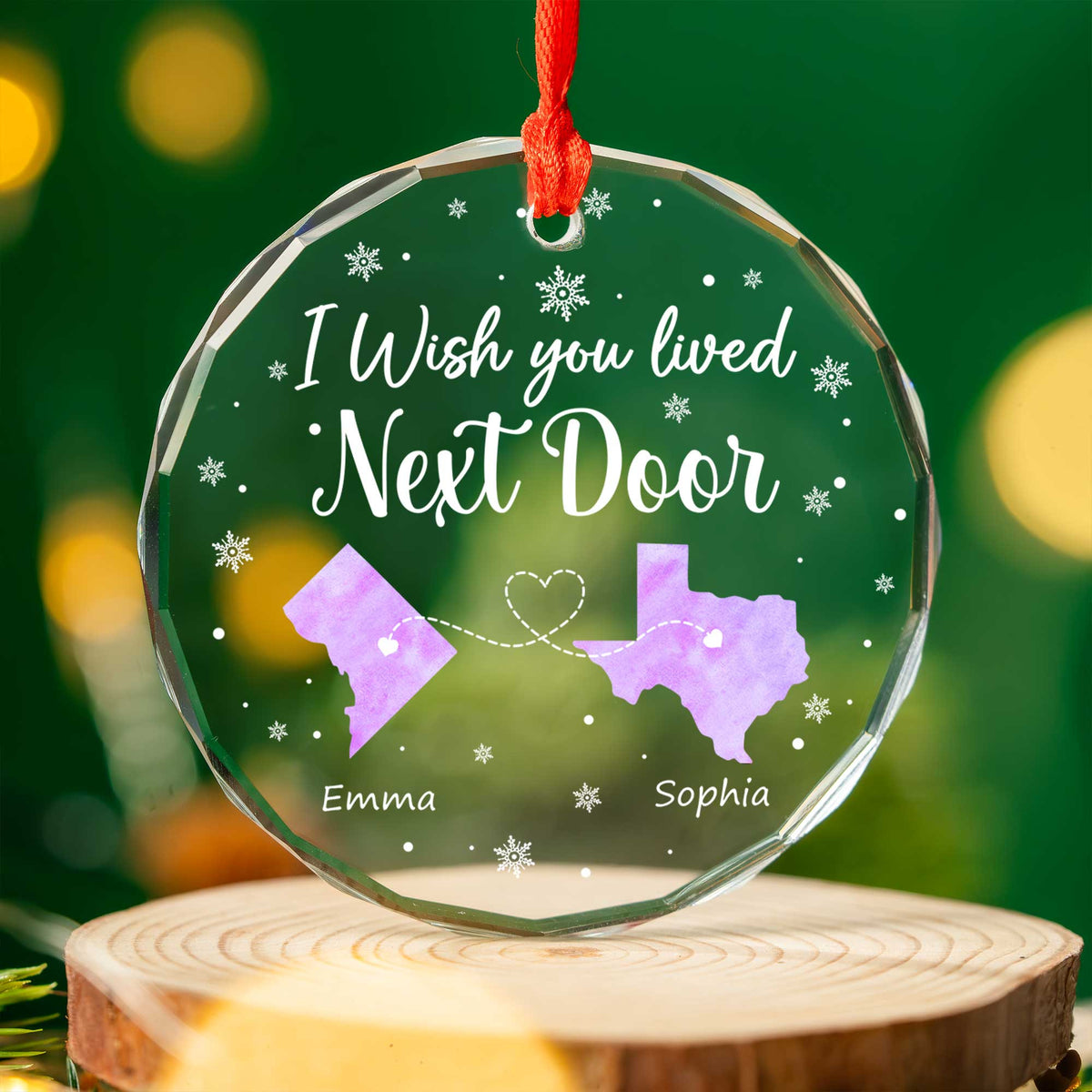 Personalized Wish You Lived Next Door Glass Christmas Ornament 2026, Long Distance Friend or Family Gift - image 4