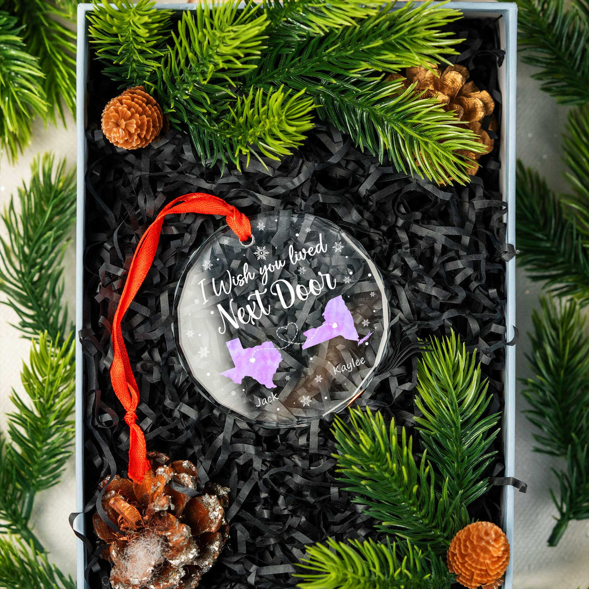 Personalized Wish You Lived Next Door Glass Christmas Ornament 2026, Long Distance Friend or Family Gift - image 7