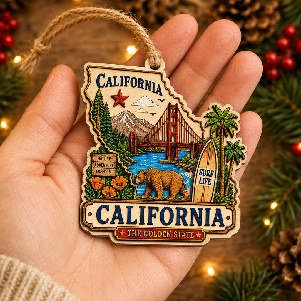 Tennessee Christmas Ornament, Smoky Mountains and Country Music Gift, Wood Tree Decoration