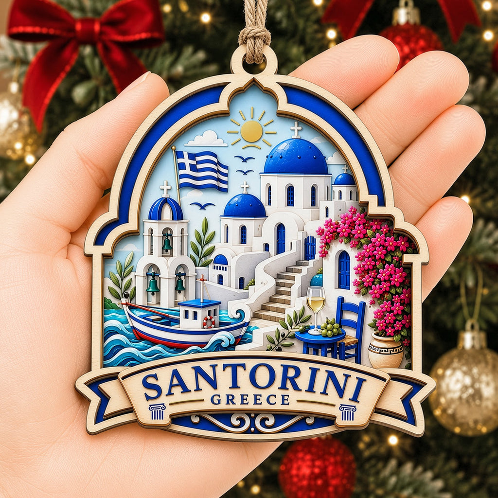 Chicago Christmas Ornament, Illinois Lakefront Skyline Souvenir Gift, Wood Tree Decoration