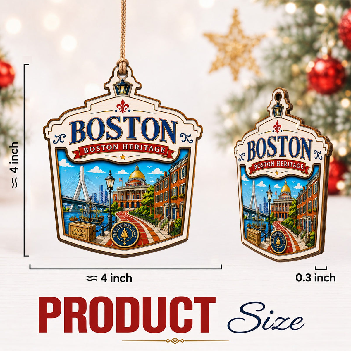 Seattle Christmas Ornament, Washington Pacific Coast Souvenir Gift, Wood Tree Decoration