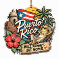 El Morro Fortress With Old San Juan Colonial Color and a Coqui Frog. Wood Keepsake for Island Heritage.
