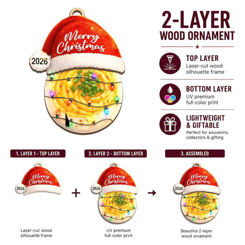 Deviled Egg Wood Christmas Ornament