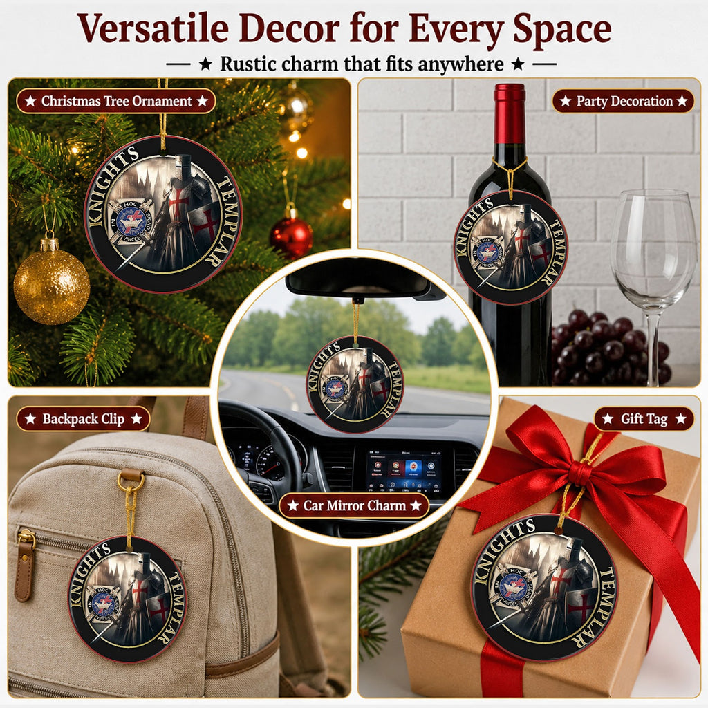 Knights Templar Christmas Ornament, In Hoc Signo Vinces Crusader Gift, Ceramic Tree Decoration