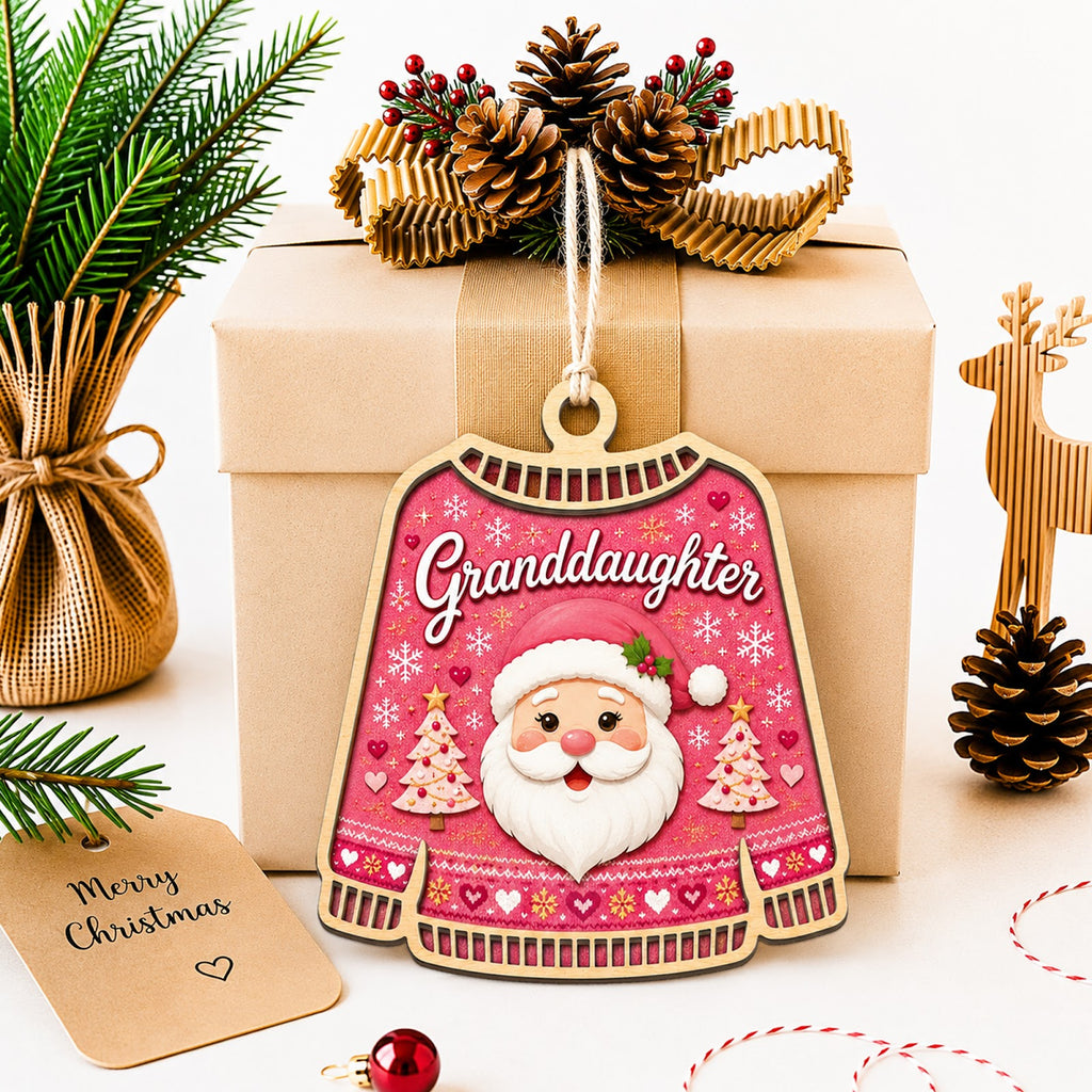 Granddaughter Christmas Ornament, Grandparent Gift For Girl, Wood Hanging Tree Decoration