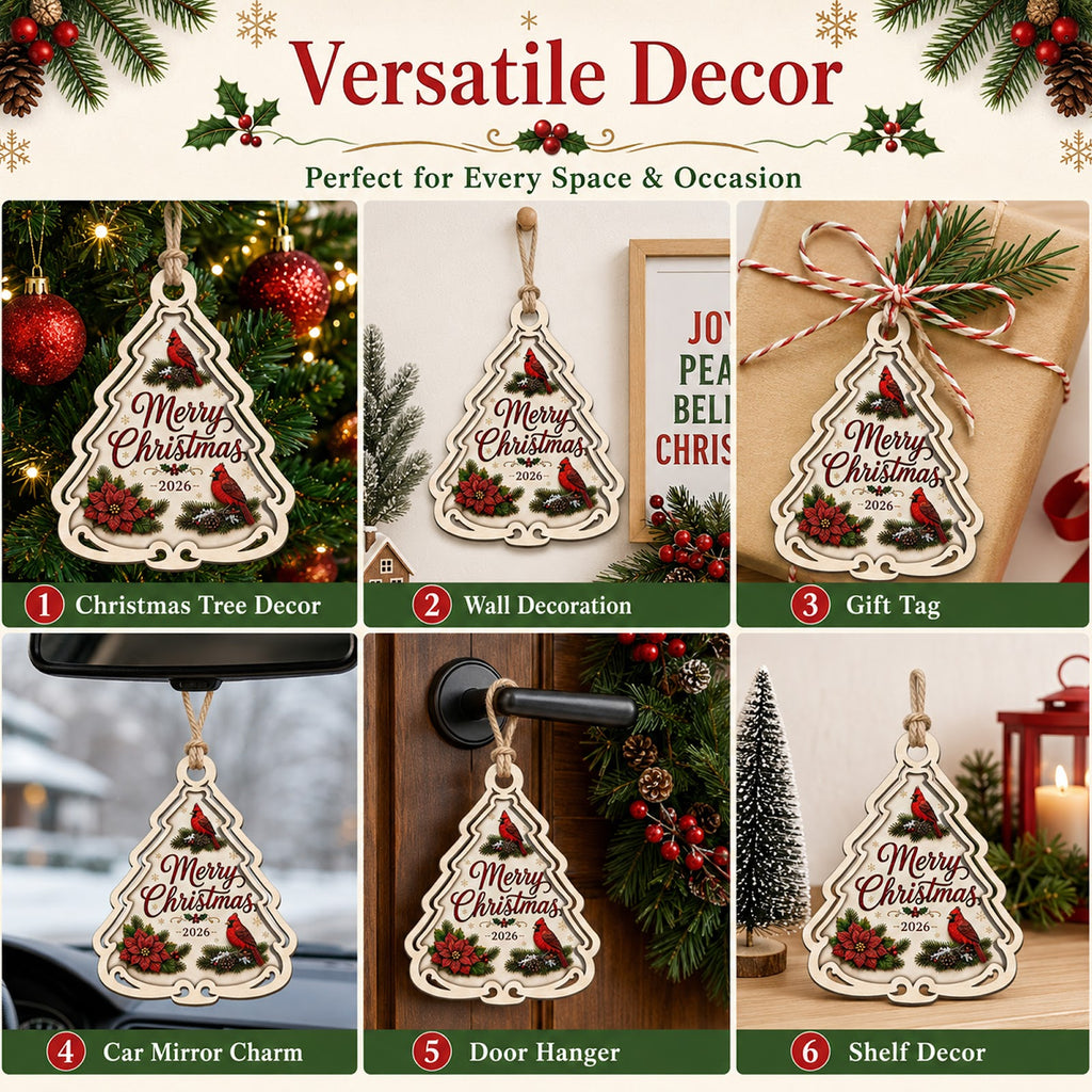 Wonderful Time Holiday Festive Christmas Ornament, Seasonal Stocking Stuffer, Wood Ornament