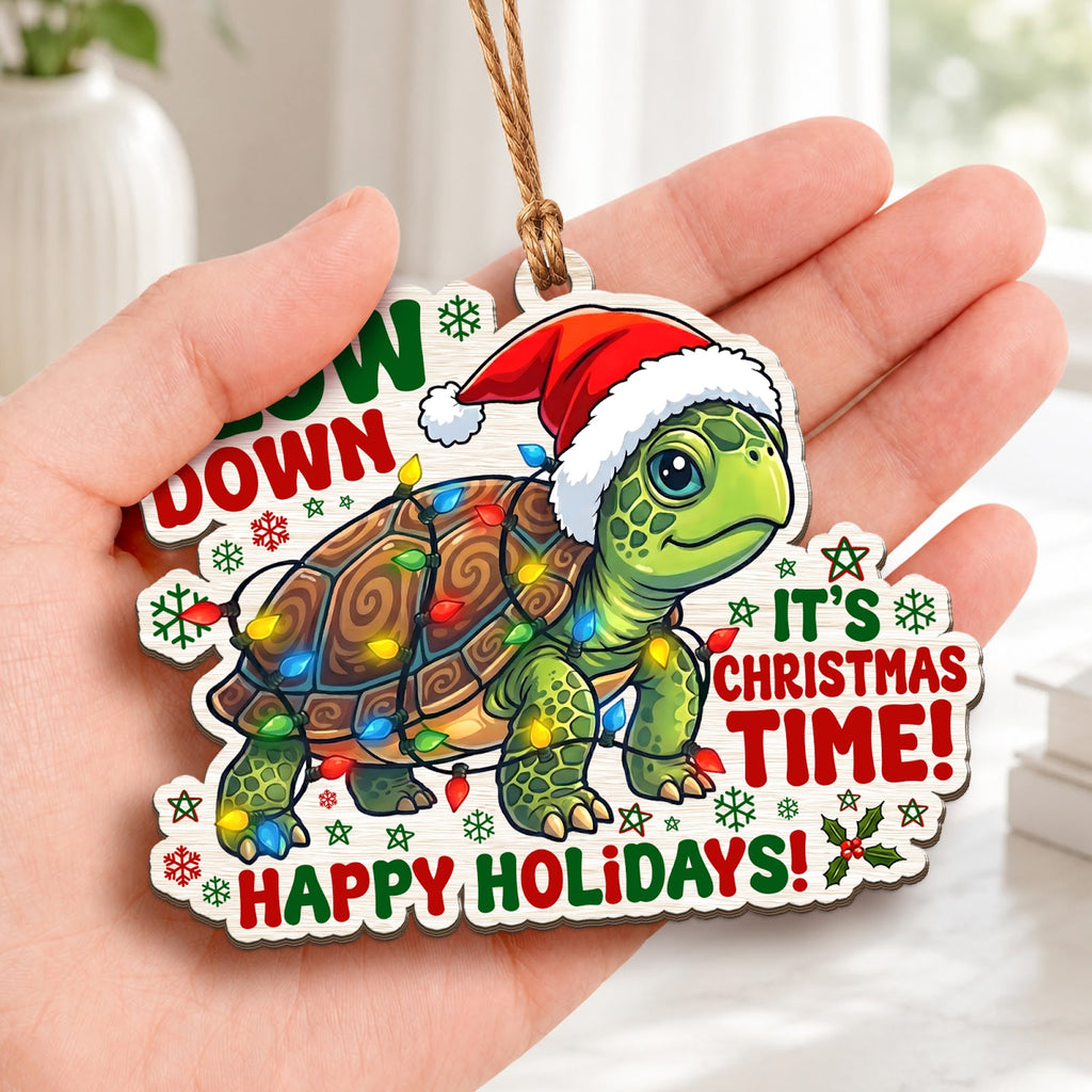 Turtle Christmas Ornament, Stocking Stuffer For Ocean Lover, Wood Hanging Tree Decoration