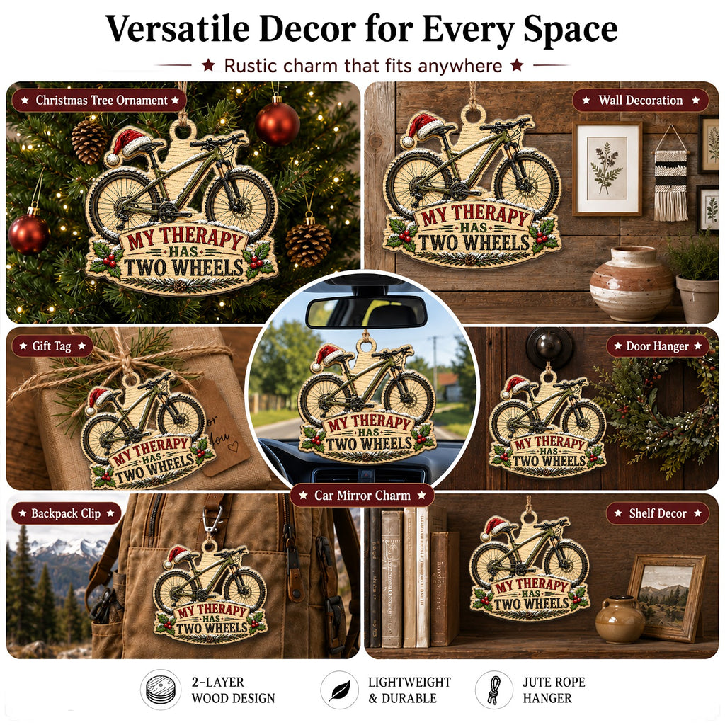 Bicycle Cycling Bike Rider Christmas Ornament, Stocking Stuffer For Cyclist, Wood Ornament